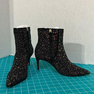 Anthropologie Schultz Glitter Boot Pointed Toe Dazzling Witchy Style Size 9.5